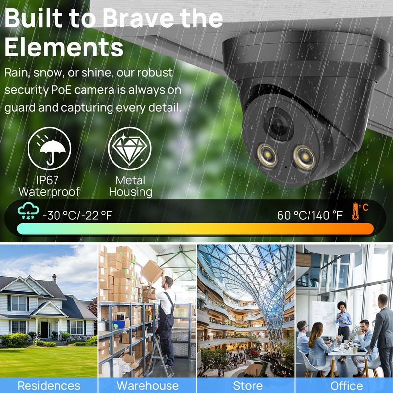 VIKYLIN Turret POE Full Color 8MP 4K IP CAMERA MIC Black/White Factory Direct US gallery