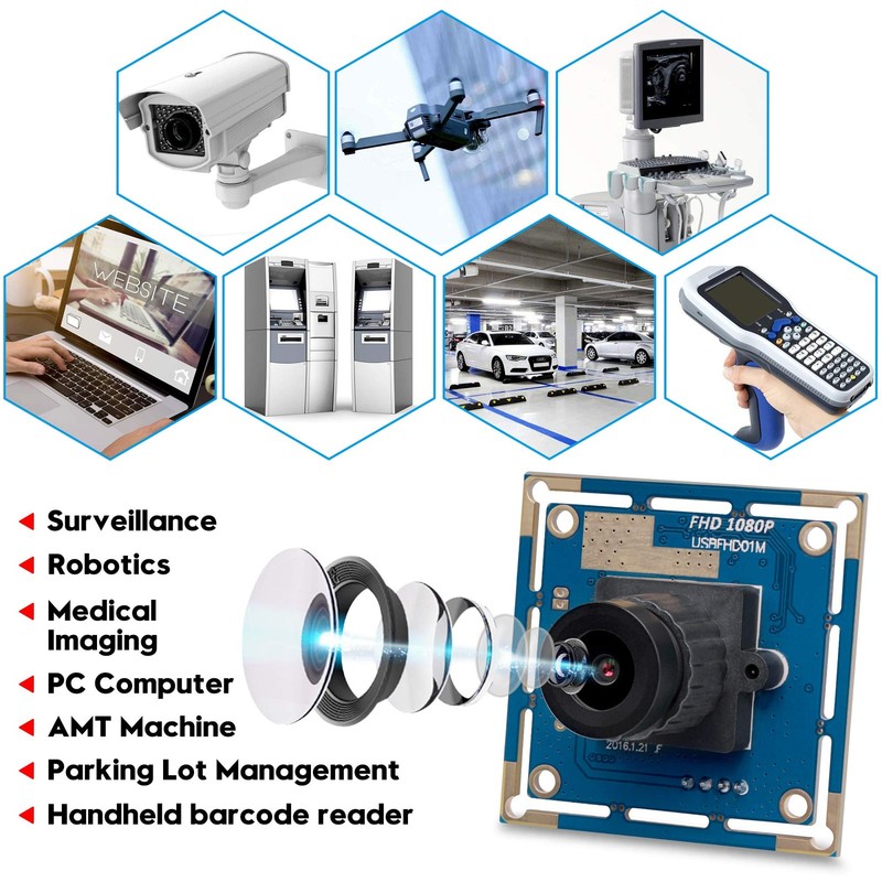 1080P HD USB Module with 2.1mm Lens, 2MP OV2710 CMOS Board , 30fps/720P 60fps... gallery