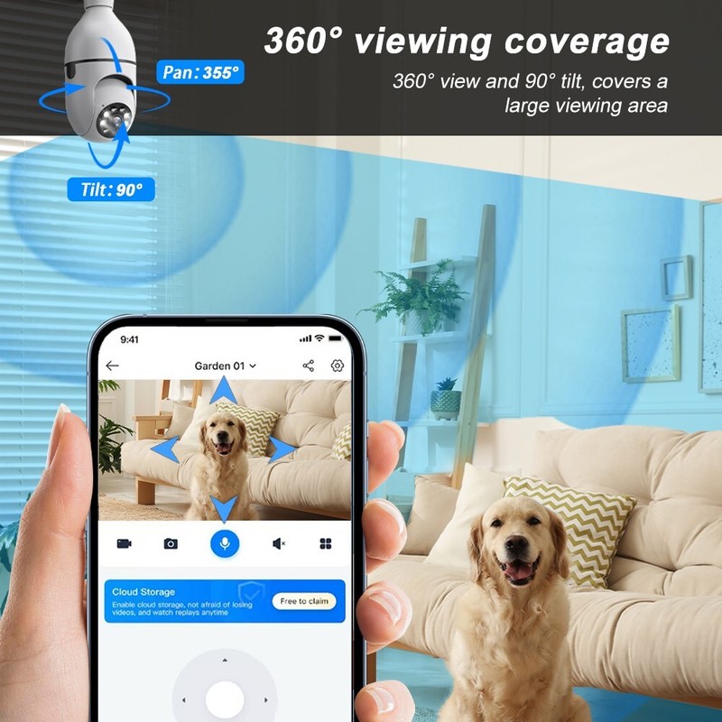 8pcs Home Wireless Security 5MP 360° IP Light Bulb Camera Wi-Fi IR Audio 2.4G gallery
