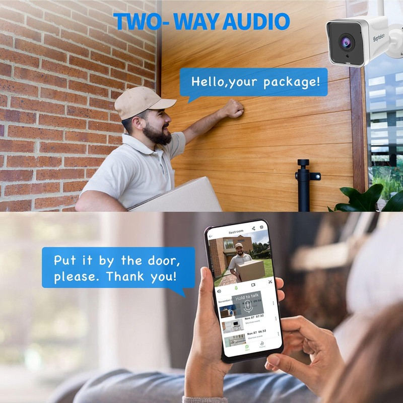Septekon 4 Pack Outdoor Security Camera 2K，WiFi Cameras for 4 Pack, White gallery