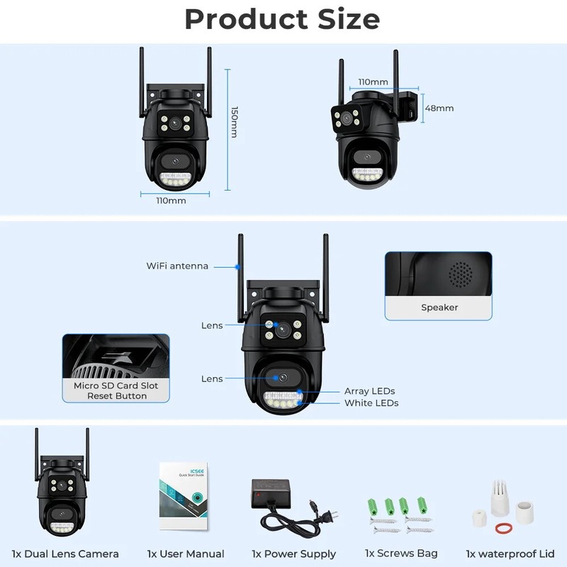 8MP 4K Wifi Security Camera HD Outdoor Surveillance Auto Tracking Night Vision gallery