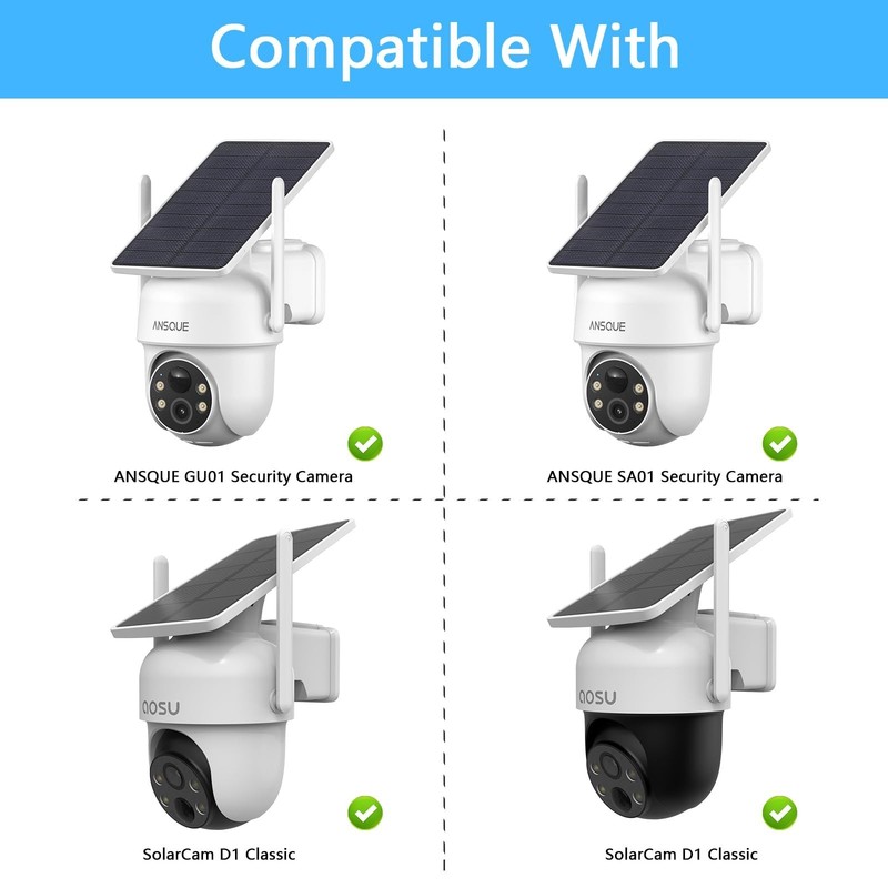 Solar Security Camera Gutter Mount - 2 Pack for Outdoor Wireless Cameras, White gallery