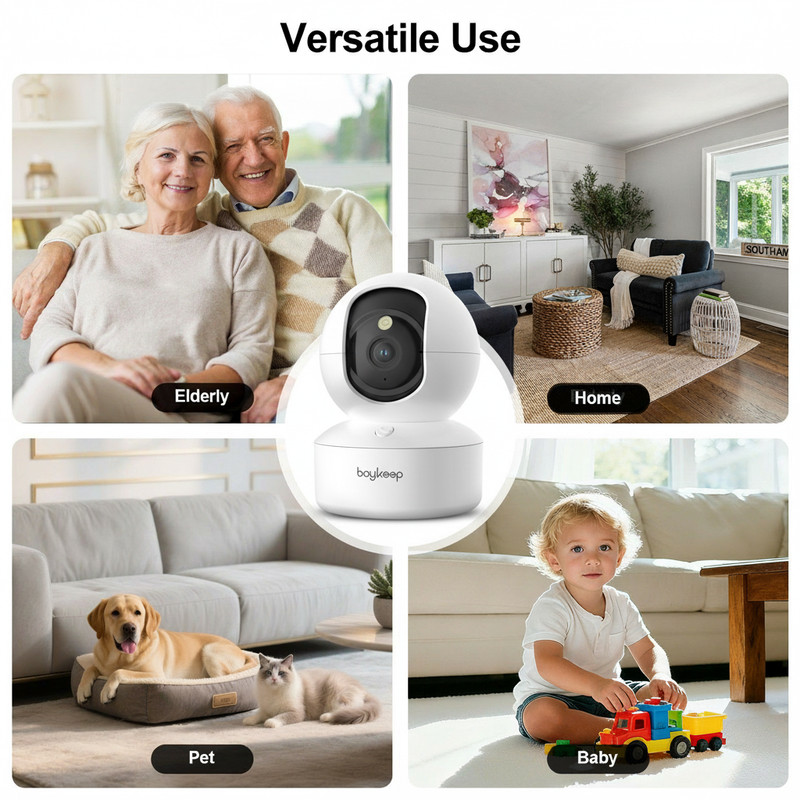 boykeep Indoor Camera 5G Wireless WIFI Pet cam 3MP Motion Track Night Vision 2PC gallery