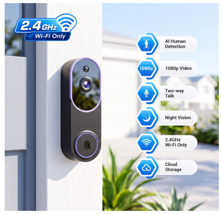 1080P Wireless Video Doorbell Cameras with AI Human Detection & Motion Detection gallery