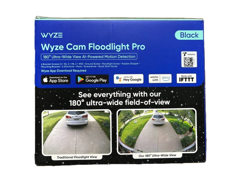 Wyze Cam Floodlight Pro BLACK 3000 Lumen LEDs 180° Wide View 2K HD Outdoor Wired gallery
