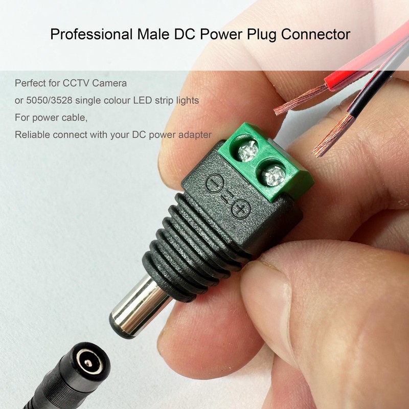 DAYKIT 10 Pairs 12V Male+Female 2.1x5.5MM DC Power Jack Plug 2.1x5.5MM, Black gallery
