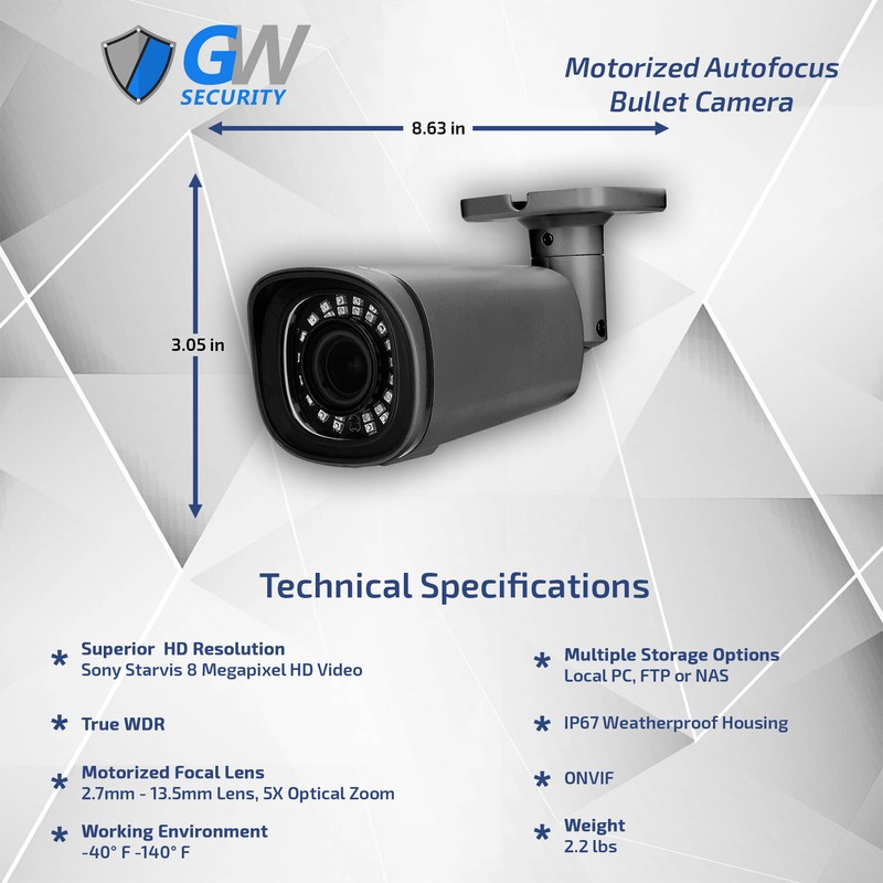 GWM8756MMIC MXStar 4K 5X Optical Zoom Motorized Autofocus Bullet Security Camera gallery