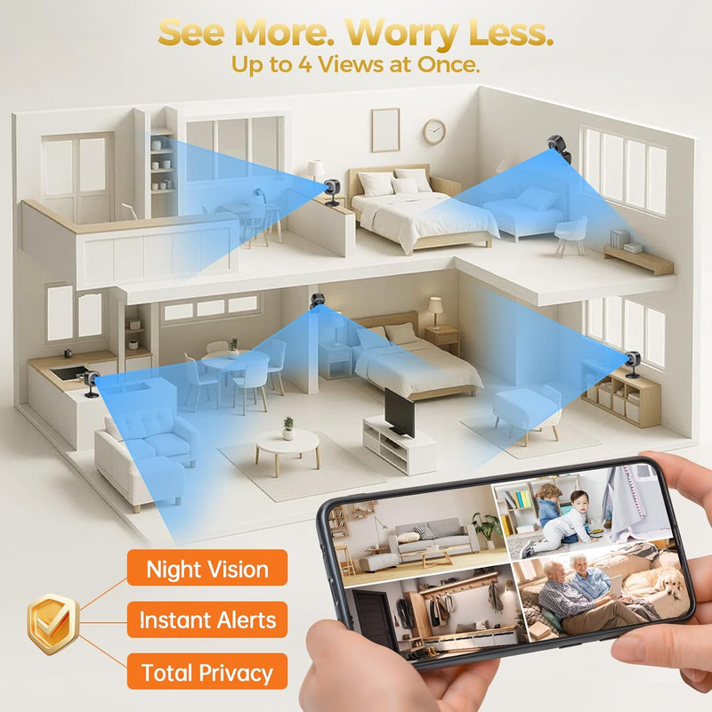 ZEEPORTE 2K Indoor Cameras for Home Security - Baby Monitor and Dog Pet Camera w gallery