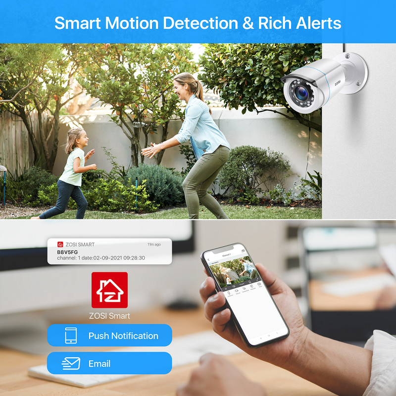ZOSI H.265+8CH 5MP Lite DVR Security Camera System 1080P Home IR Night CCTV IP66 gallery