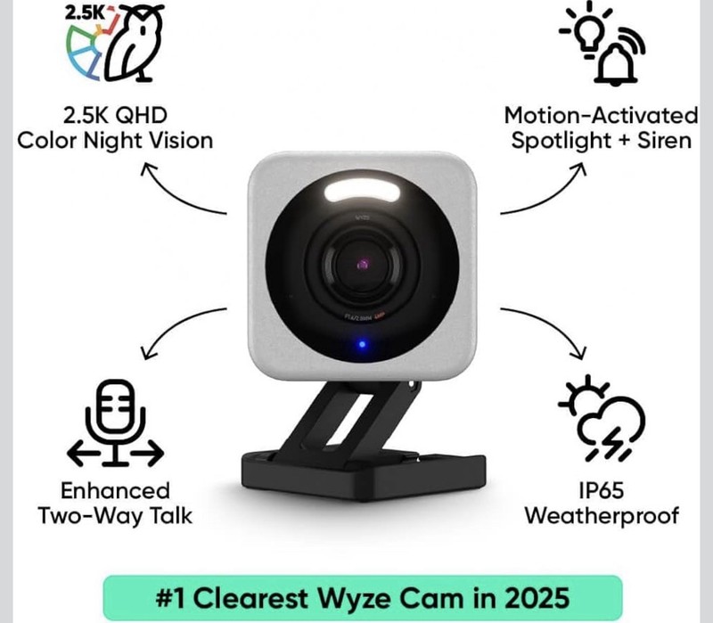 Wyze - Cam V4 2.5k QHD WiFi, Indoor/Outdoor, Wired Security Camera with Color... gallery