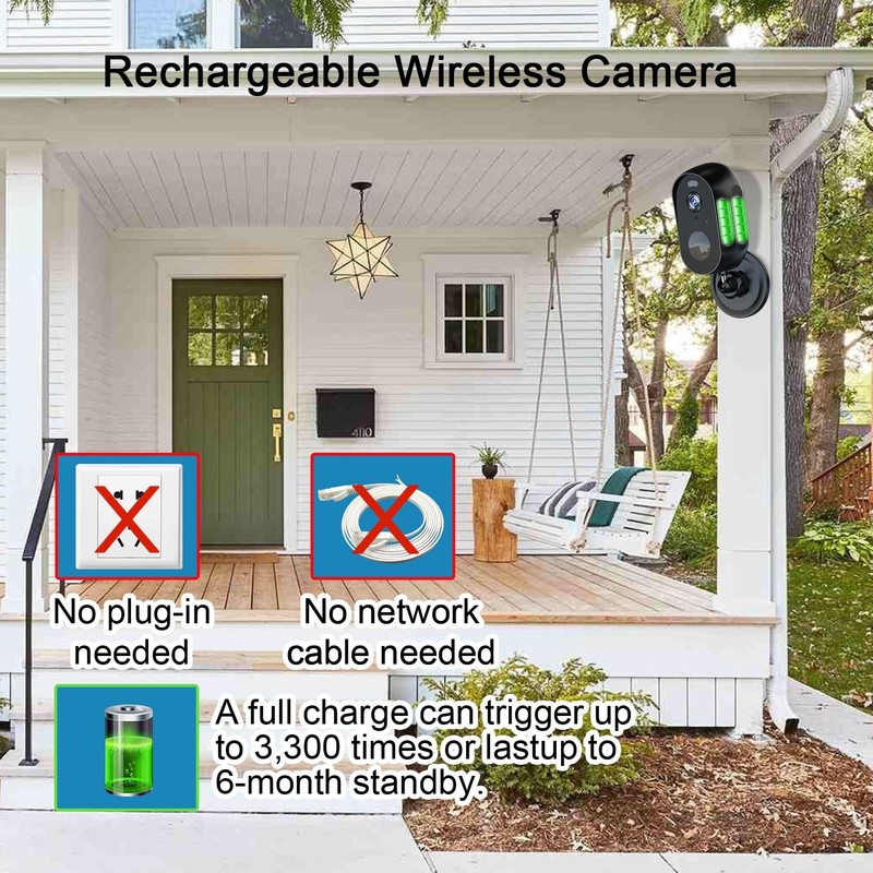 Wireless Battery Cameras Outdoor.Indoor Outdoor Home Security Cameras, with N... gallery