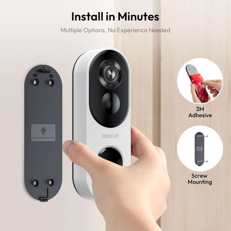 Wireless 2K Doorbell Camera with 2-Way Audio & Human Detection, No Fees gallery