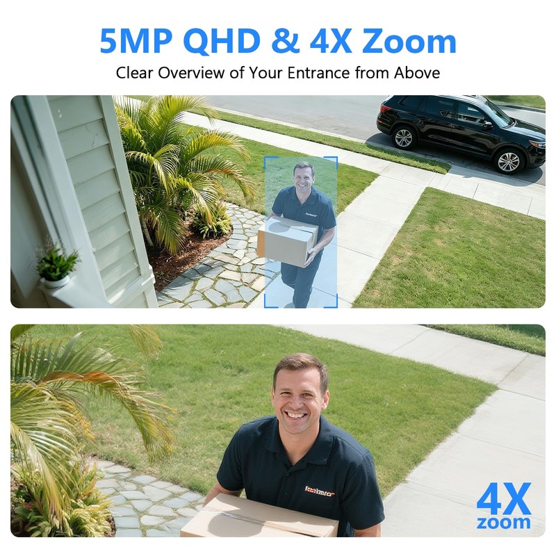 5MP 3K Window Camera with Angle Mount System for 1st 2nd Floor, No Drill WiFi... gallery