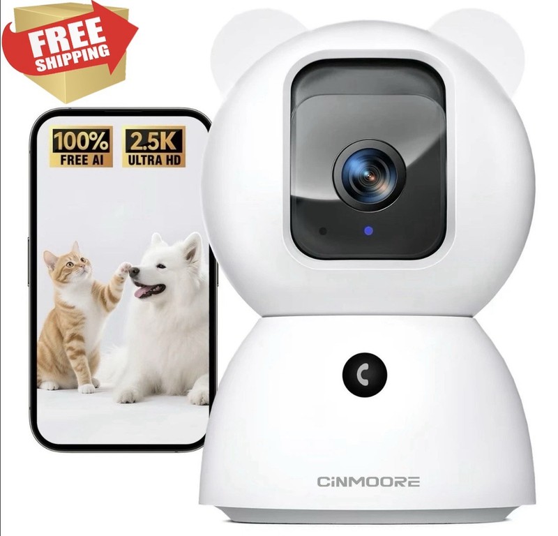 2.5K Security Camera Indoor, Non-Subscription AI Person/Pet/Cry Detection, 4M…
