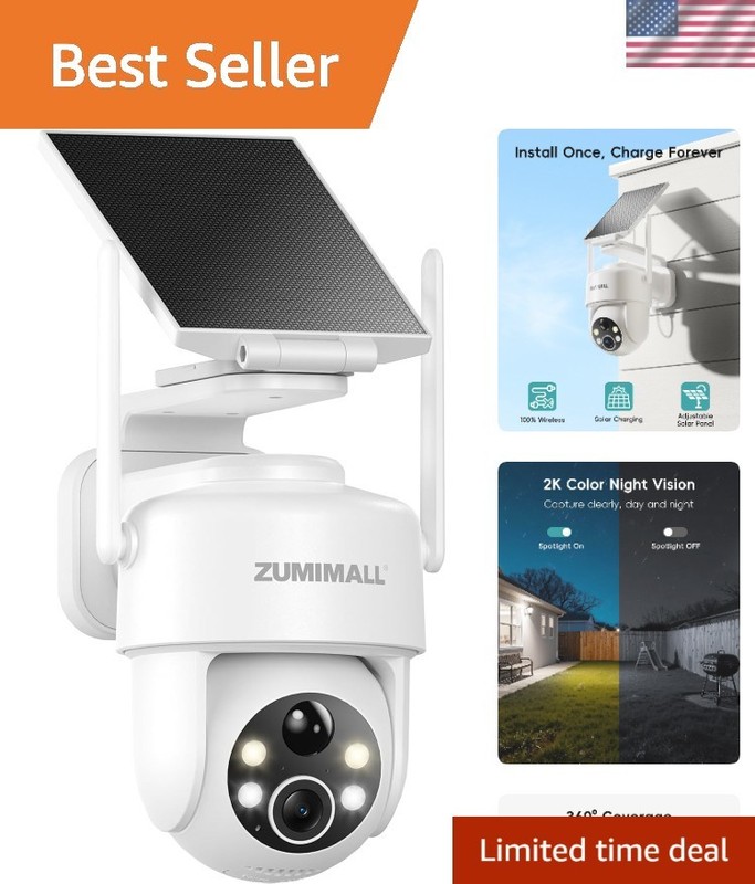 Retractable Solar-Powered Security Camera – 360° Coverage & Night Vision