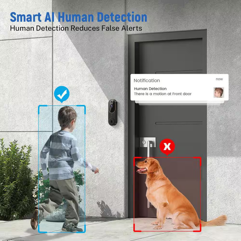 Brown Wireless Wi-Fi Video Doorbell Camera, AI Motion Detection, Night Vision an gallery