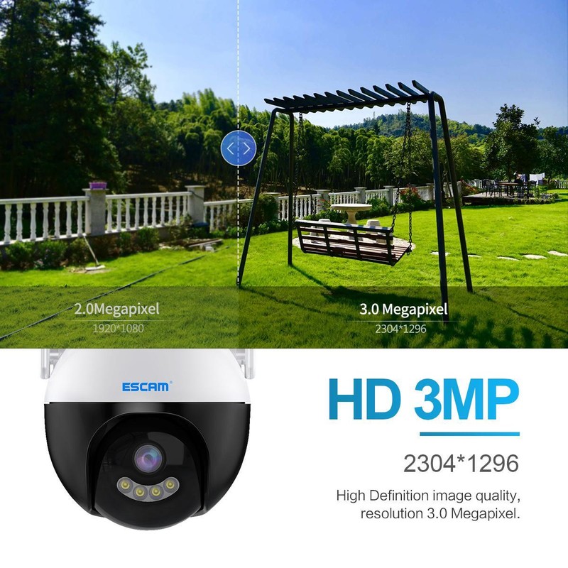 ESCAM 3MP Auto Tracking Cloud Storage outdoor WiFi IP Camera 2-Way Night vision gallery