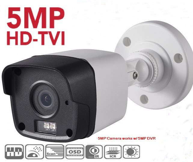 HD 4in1 TVI AHD CVI CVBS 5MP 2.8mm Wide Lens 66ft IR Bullet Camera