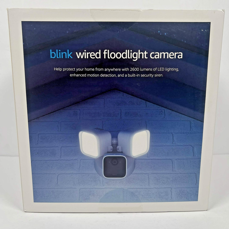 NEW Blink Wired Floodlight Camera HD Smart Security Cam Alexa Sealed - White gallery