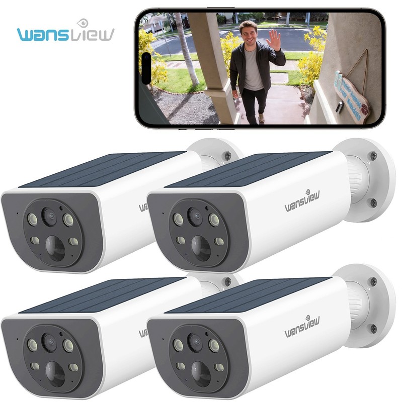 4Pack Wansview 2K Outdoor Solar Security Camera Wireless Powered Human Detection