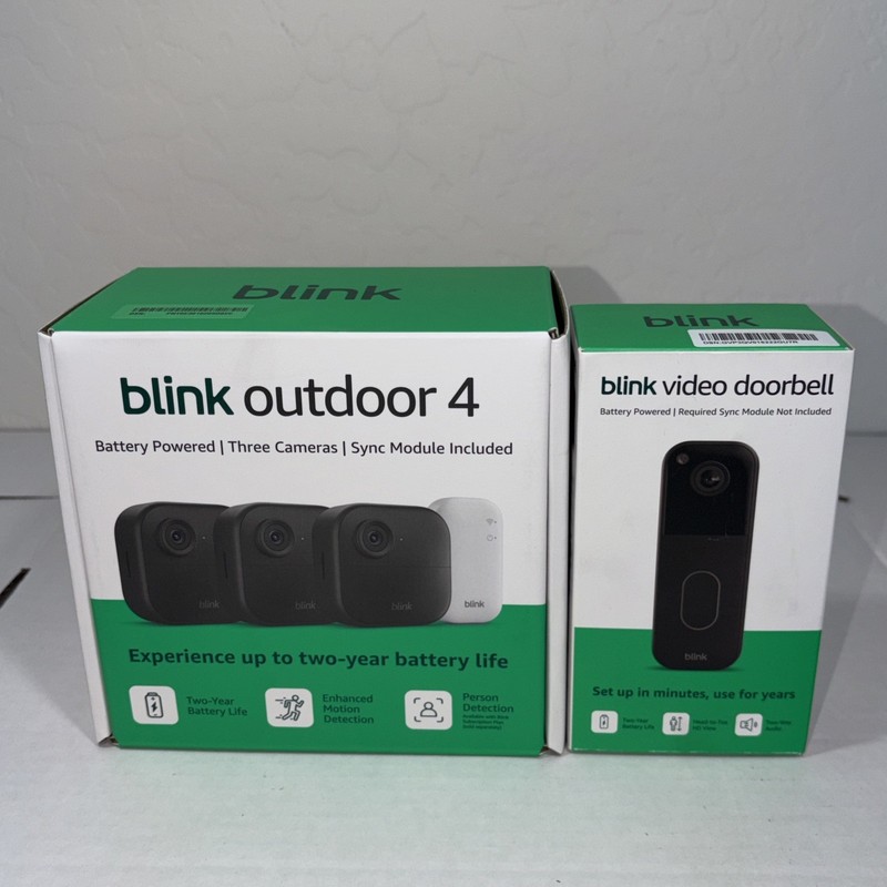 Blink Outdoor4 Wireless Camera Security & Blink Video Doorbell Bundle New Sealed gallery