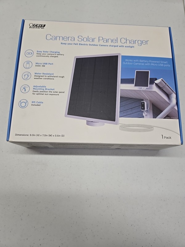 Feit Electric Solar Panel Charger For Security Cameras. New In Sealed Box.