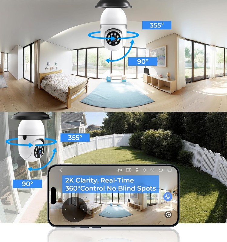 Light Bulb Security Camera Outdoor, 2K 5GHz & 2.4GHz WiFi Bulb... gallery