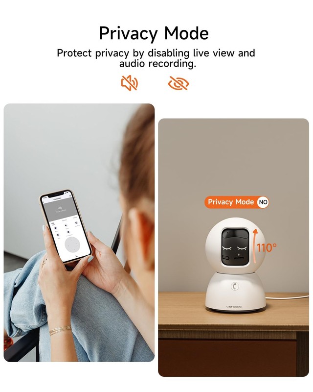 CINMOORE 5G Pet Camera Indoor with Phone App, 3K Cat Dog Cameras White gallery