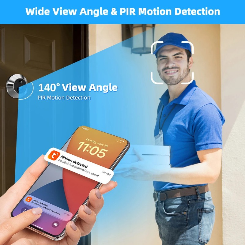 REHENTINT Tuya Smart WiFi Peephole Door Camera 4.3" LCD 3MP PIR Alexa gallery