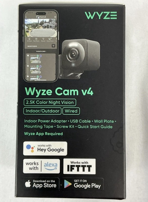 Wyze Cam V4 2.5k WiFi Indoor/Outdoor Wired Security Camera Color Night Vision gallery