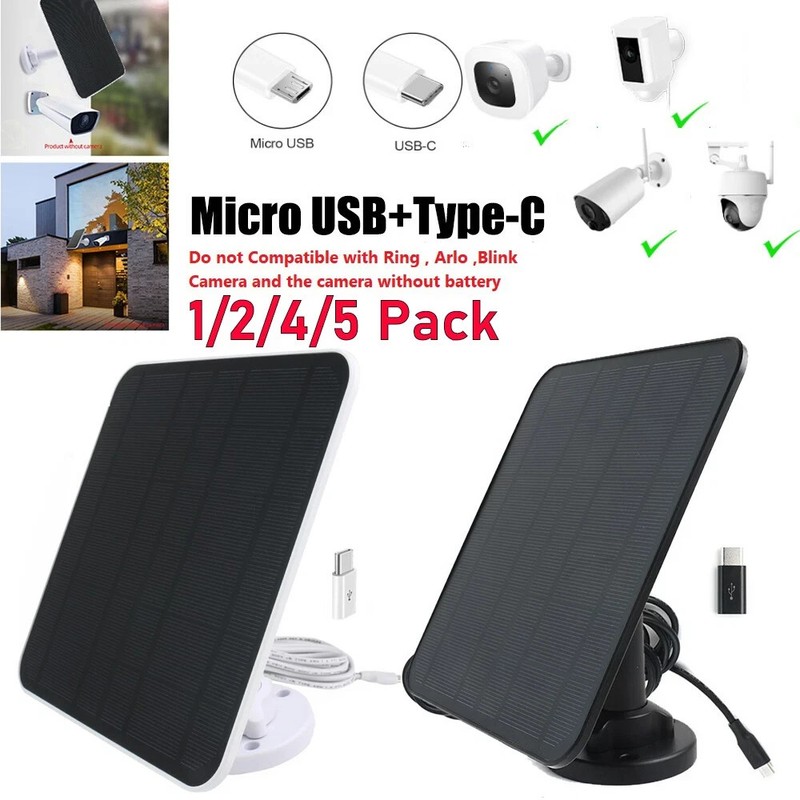 5W/5V Solar Panel For Outdoor Ring Spotlight Camera Security Cam Battery Charger gallery