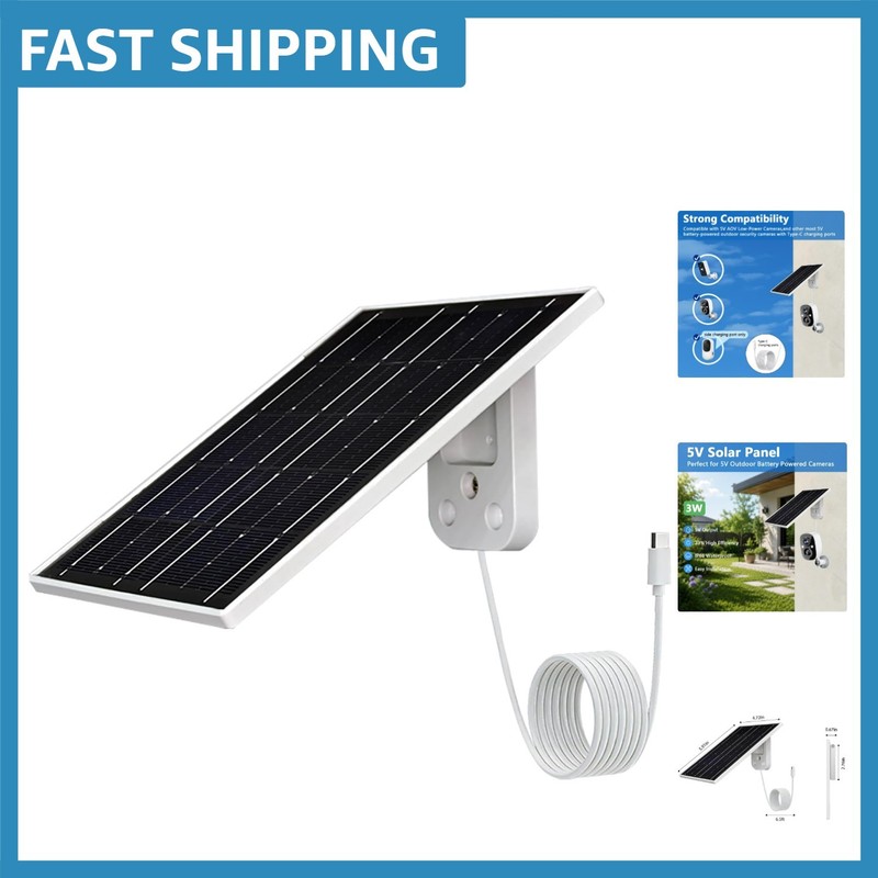 Monocrystalline Solar Panel for Security Cameras – Lead-Free, 5V USB-C