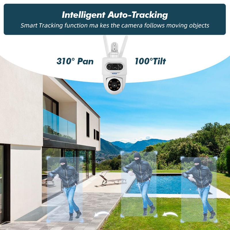 KERUI 10MP 5K Camera HD Dual Lens WiFi IP Outdoor Tuya Smart PTZ Wireless CCTV gallery