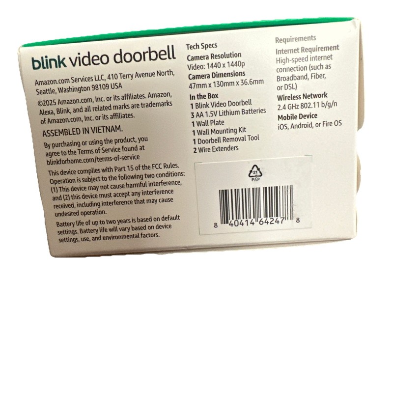 Blink Video Doorbell (2nd Generation) Battery Powered - New Sealed gallery