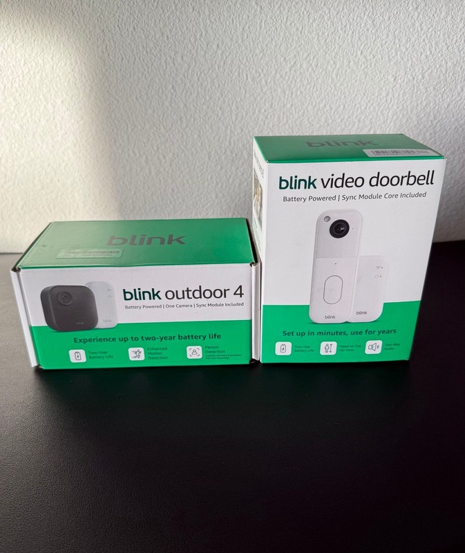 Blink Outdoor 4 Camera System + Blink Video Doorbell Bundle w/ Sync Module Core