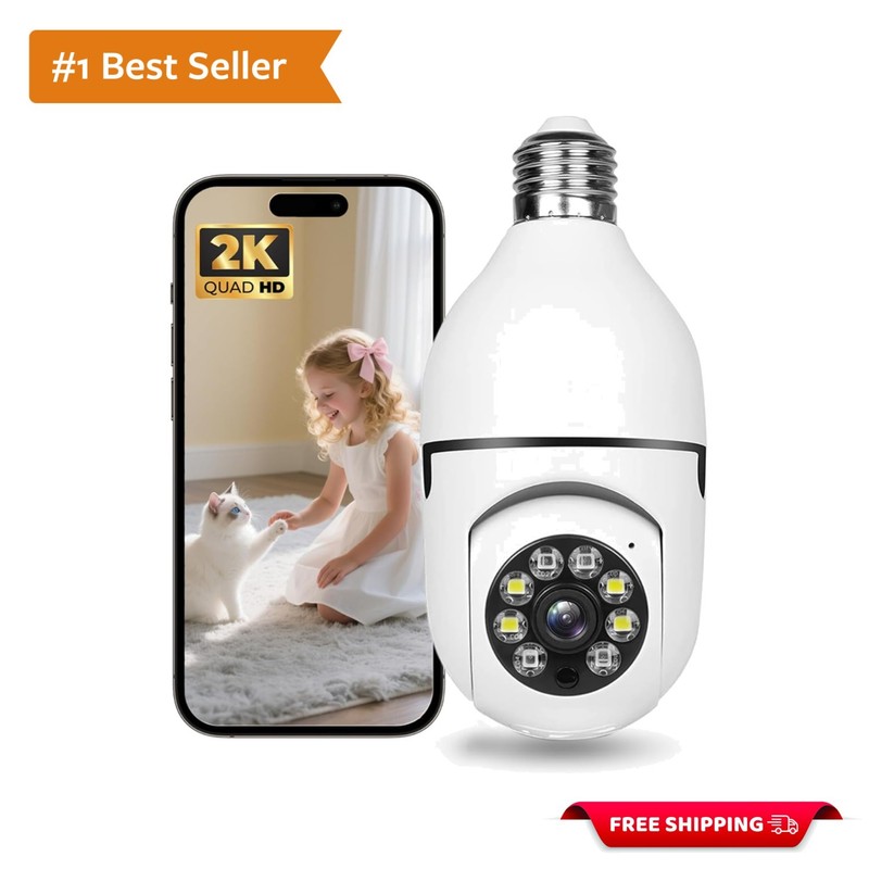 AI-Enabled Light Bulb Security Camera – 2K Resolution, Wireless & Plug-and-Play