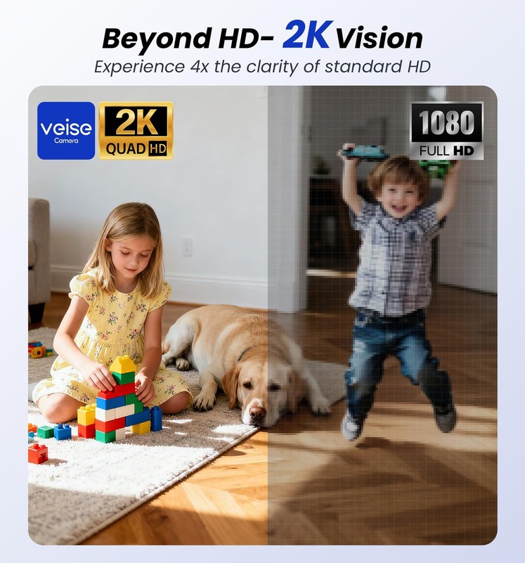 Veise 2K Indoor Security Camera 2.4GHz, 360° Pan/Tilt Pet Camera with Motion Tra gallery