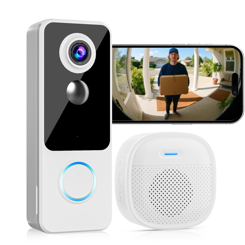 Doorbell Camera Wireless,2K FHD Head-to-Toe Video, no Subscription,Two-Way Ta…