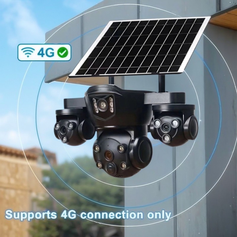 12MP Camera Solar Powered 4G PTZ Triple Lens Night Vision CCTV Security Camera12 gallery
