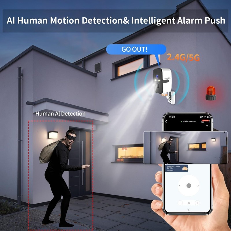 Security Cameras Wireless Outdoor, 2.4G/5G WIFI Magnetic Battery Powered Indo... gallery