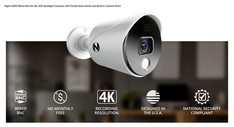 Night Owl CM-DP8LSA-B 4K Ultra HD Wired Security Add-on Camera with Spotlight™ gallery