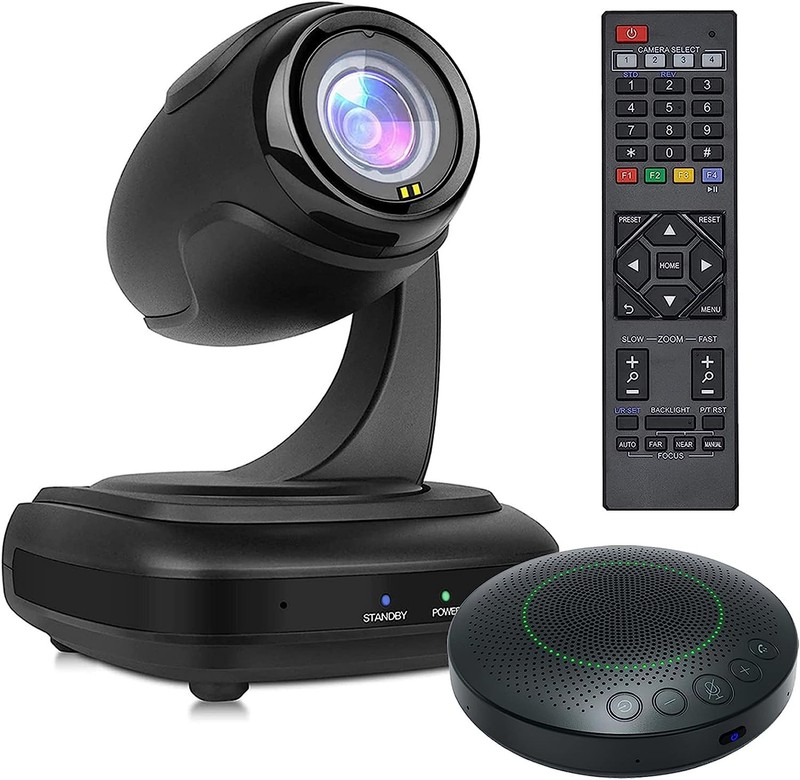UcooQQ Conference Room Camera System, Wide-Angle 1080P PTZ Webcam with Wirele…