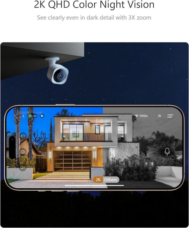 2K Wireless Outdoor Security Camera with Color Night Vision & 2-Way Audio gallery