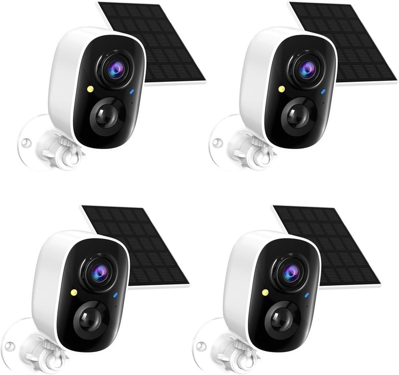 Wireless Outdoor Security Cameras 2K Solar 4 Pack Motion Detection
