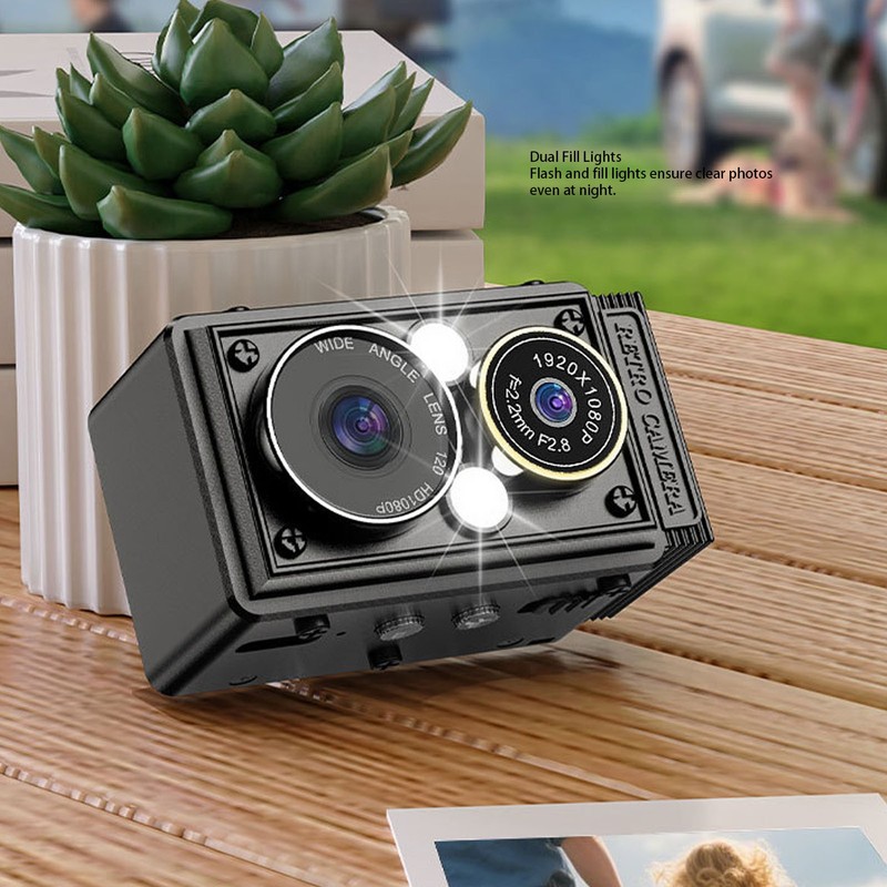 Retro Dual Lens Camera with Flash 12MP 1080P HD Wide Angle Autofocus 0.85in HOT gallery