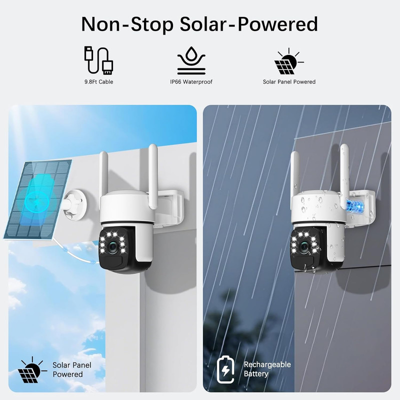 Solar Security Cameras Wireless Outdoor,4 Cam-Kit,Solar-Powered,No Subscription, gallery