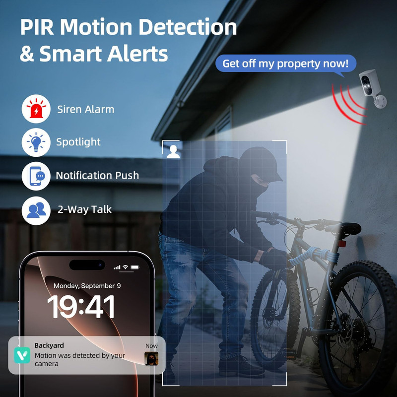 Security Cameras Wireless Outdoor 355° Pan Rotating 2K Color Night Vision Camera gallery