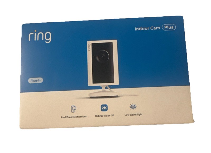 Ring Indoor Cam Plus, Plug-In, Retinal Vision 2K ~White ~ **NEW and SEALED**