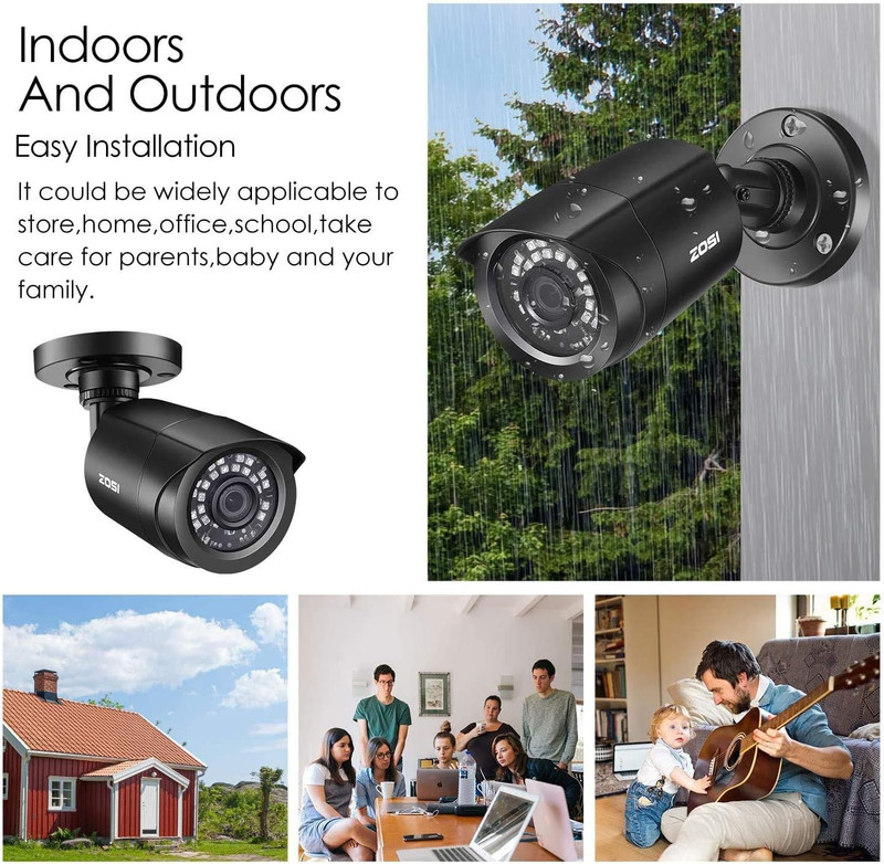 4 Count (Pack of 1) ZOSI 1080P 4 Pack HD TVI Security Cameras, 80Ft Night gallery