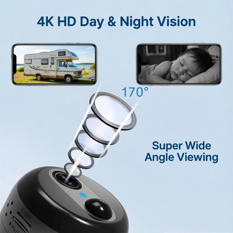 Mini Portable 4G LTE Cellular Security Camera with Magnetic Rotating Mount 4K HD gallery
